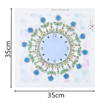 Flower Clock - Full Round Drill Diamond Painting 35*35CM