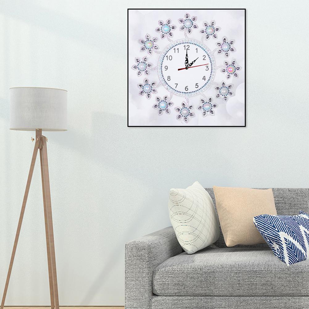 Flower Clock - Full Round Drill Diamond Painting 35X35CM