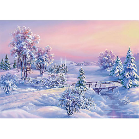 Snow Scenery - Full Round Drill Diamond Painting 40*30CM