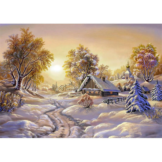 Snow Scenery - Full Round Drill Diamond Painting 40*30CM