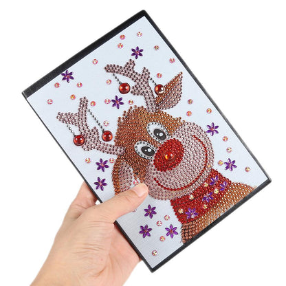 DIY Christmas Elk Special Shaped Diamond Painting 60 Pages A5 Notebook Gift