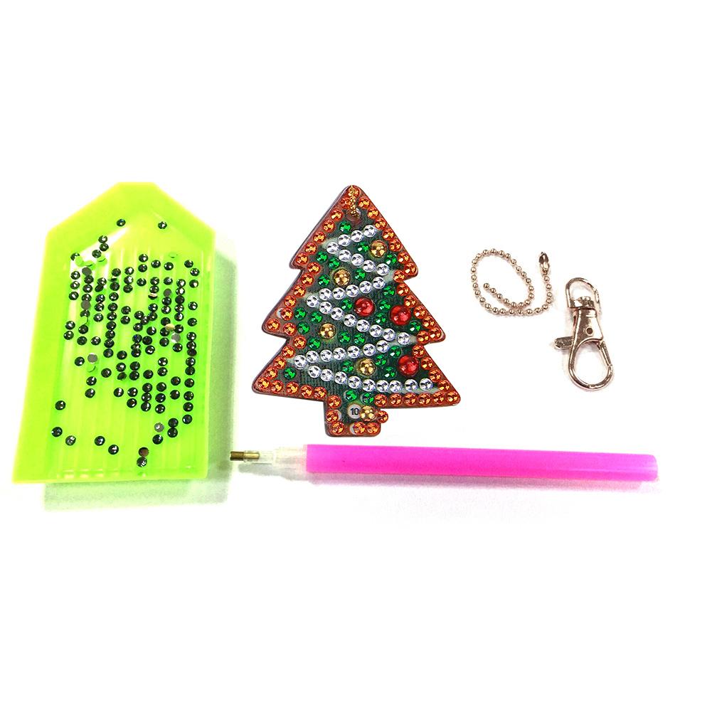 5pcs DIY Full Drill Special Shaped Diamond Painting Christmas Women Keyring