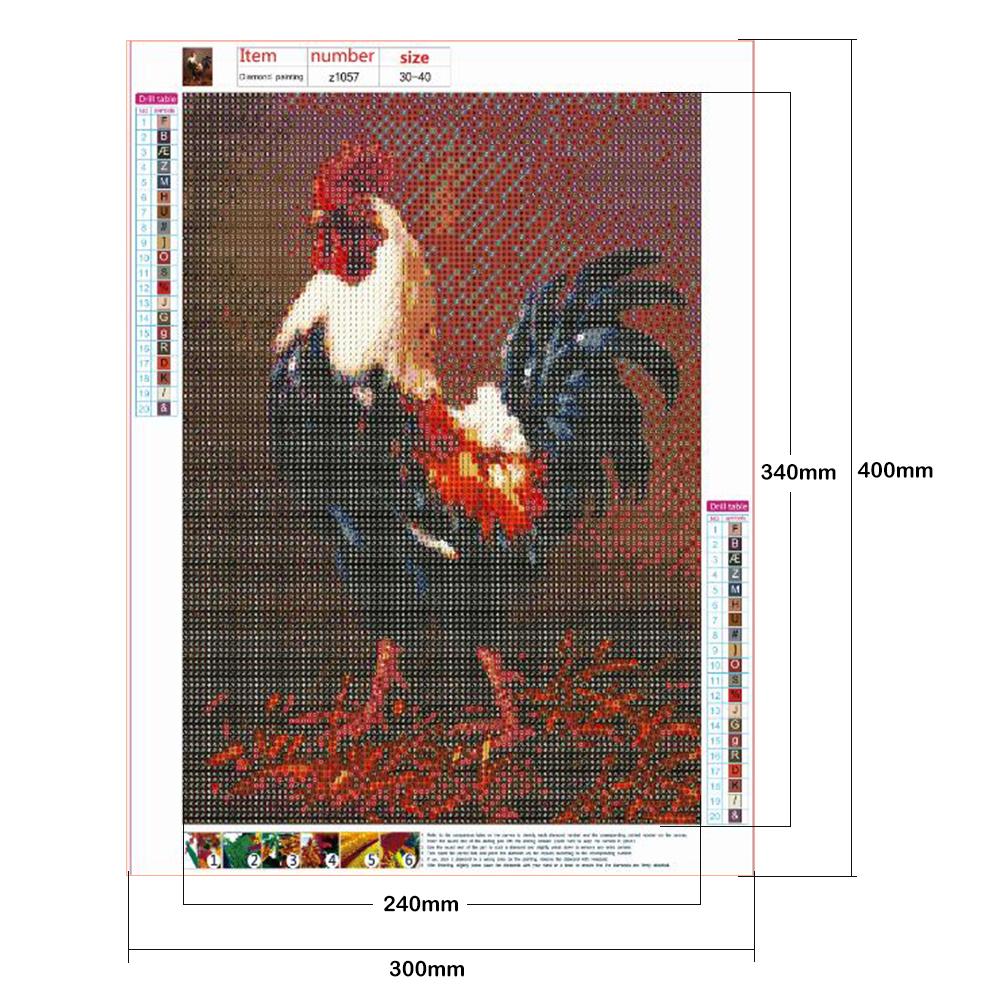 Rooster - Full Round Drill Diamond Painting 30*40CM