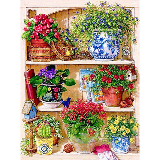 Potted Plant - Full Round Drill Diamond Painting 30*40CM