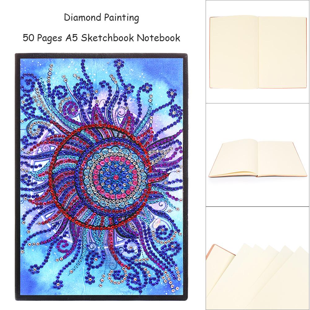 DIY Flower Special Shaped Diamond Painting 50 Pages A5 Sketchbook Notebook