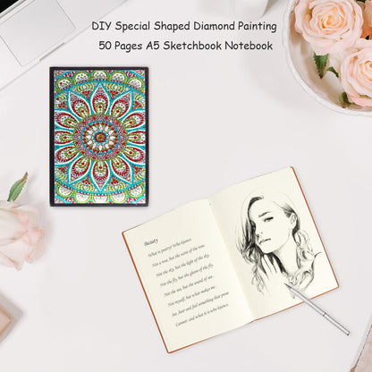 DIY Mandala Special Shaped Diamond Painting 50 Pages Sketchbook A5 Notebook