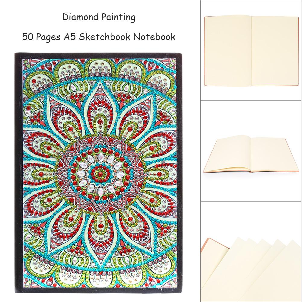 DIY Mandala Special Shaped Diamond Painting 50 Pages Sketchbook A5 Notebook