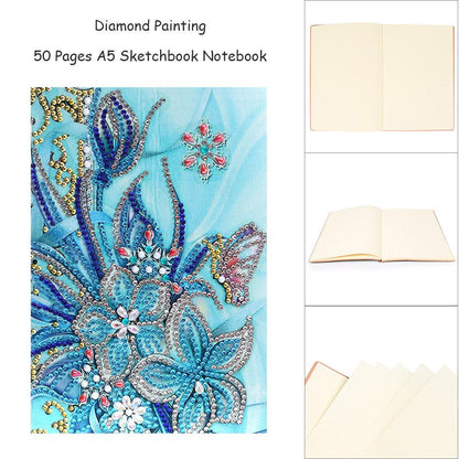 DIY Flower Special Shaped Diamond Painting 50 Pages A5 Notebook Sketchbook