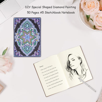 DIY Mandala Special Shaped Diamond Painting 50 Pages A5 Notebook Sketchbook