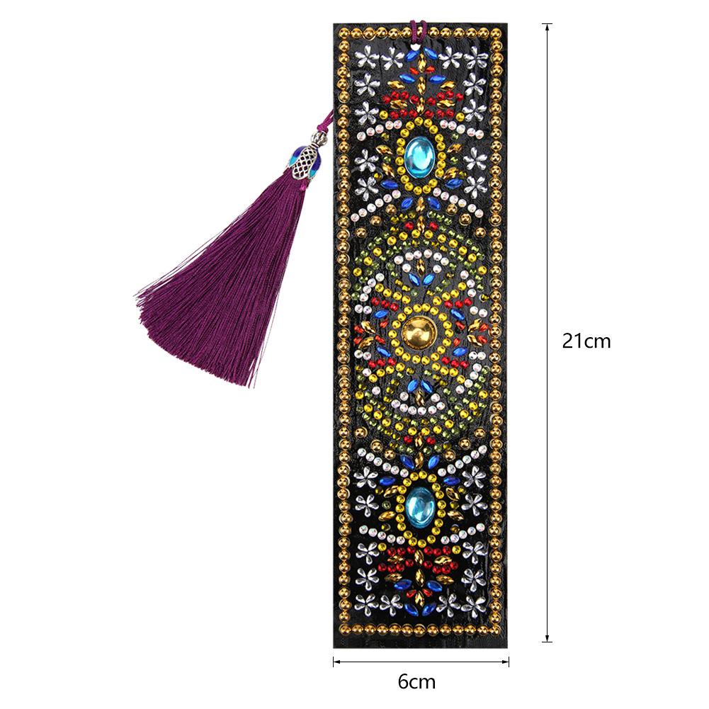 DIY Special Shaped Diamond Painting Creative Leather Bookmarks with Tassel