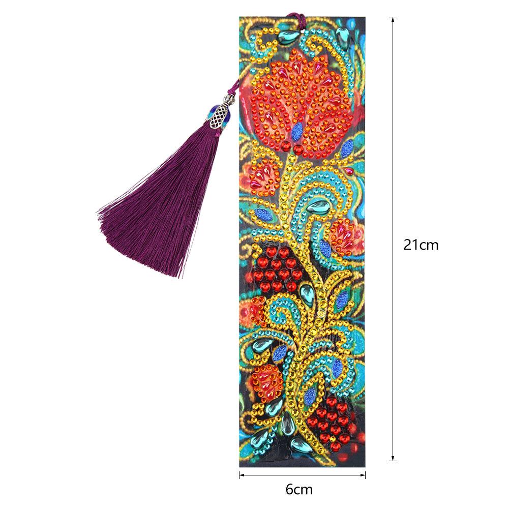 DIY Flower Special Shaped Diamond Painting Leather Tassel Bookmark Crafts