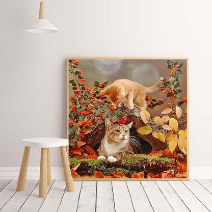 Cat - Full Round Drill Diamond Painting 30*30CM