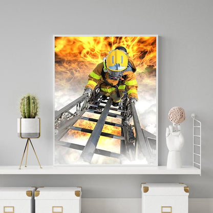 Fire Fighter - Full Round Drill Diamond Painting 30*40CM