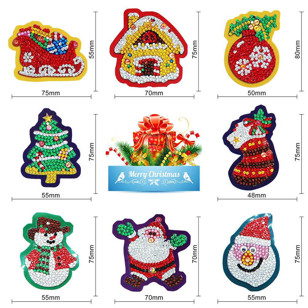 8pcs DIY Full Special Drill Diamond Painting Xmas Theme Key Chain Girl Gift