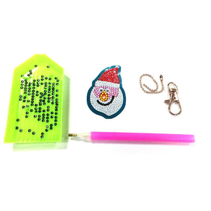 8pcs DIY Full Special Drill Diamond Painting Xmas Theme Key Chain Girl Gift