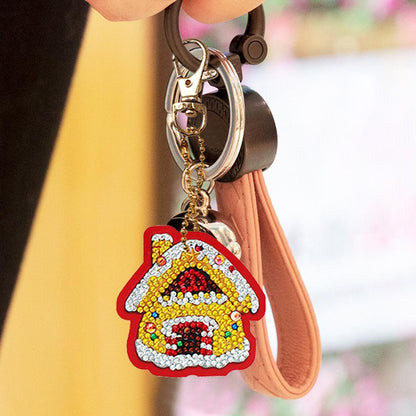 8pcs DIY Full Special Drill Diamond Painting Xmas Theme Key Chain Girl Gift