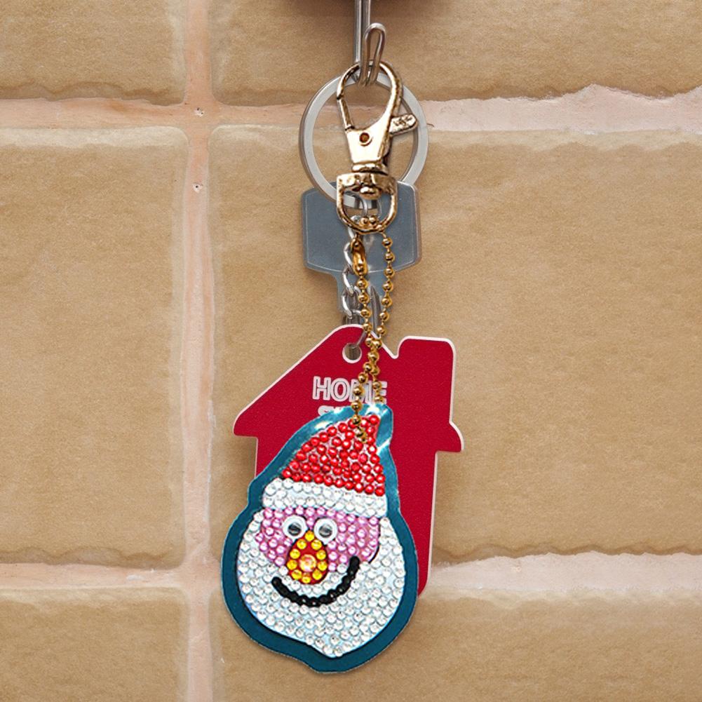 8pcs DIY Full Special Drill Diamond Painting Xmas Theme Key Chain Girl Gift