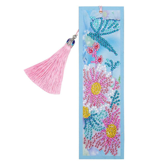 DIY Flower Special Shaped Diamond Painting Leather Tassel Bookmark Crafts