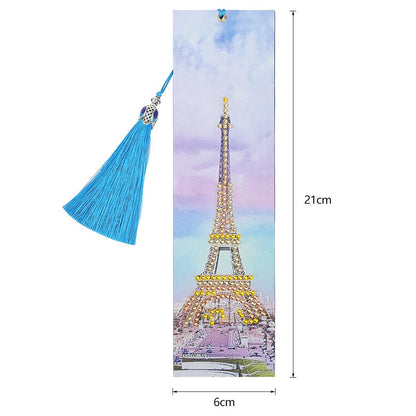 DIY Tower Special Shaped Diamond Painting Leather Tassel Bookmark Crafts