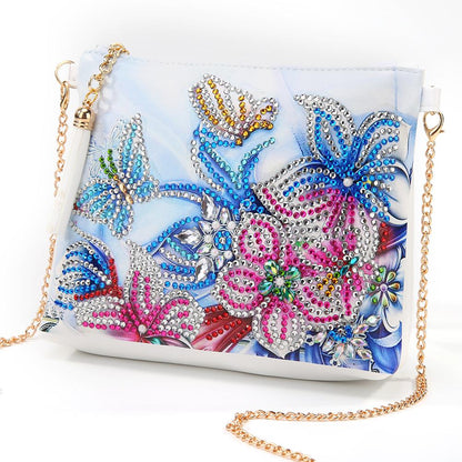 DIY Flower Special Shape Diamond Painting Leather Chain Shoulder Bag Clutch