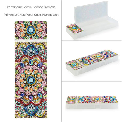 DIY Mandala Special Shaped Diamond Painting 2 Grids Students Pencil Box