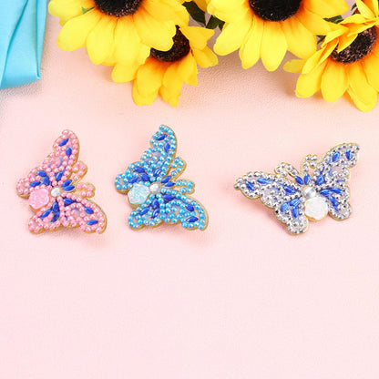 3pcs Butterfly DIY Full Drill Diamond Brooch Women Jacket Sweater Badges