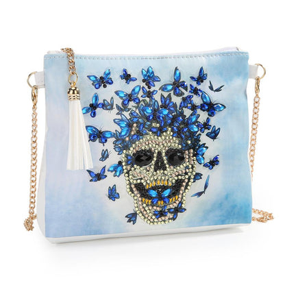 DIY Skull Special Shaped Diamond Painting Leather Chain Shoulder Bag Clutch