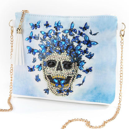 DIY Skull Special Shaped Diamond Painting Leather Chain Shoulder Bag Clutch