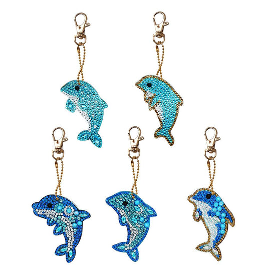 5pcs Dolphin Shape Key Chains DIY Diamond Painting Special Shape Full Drill