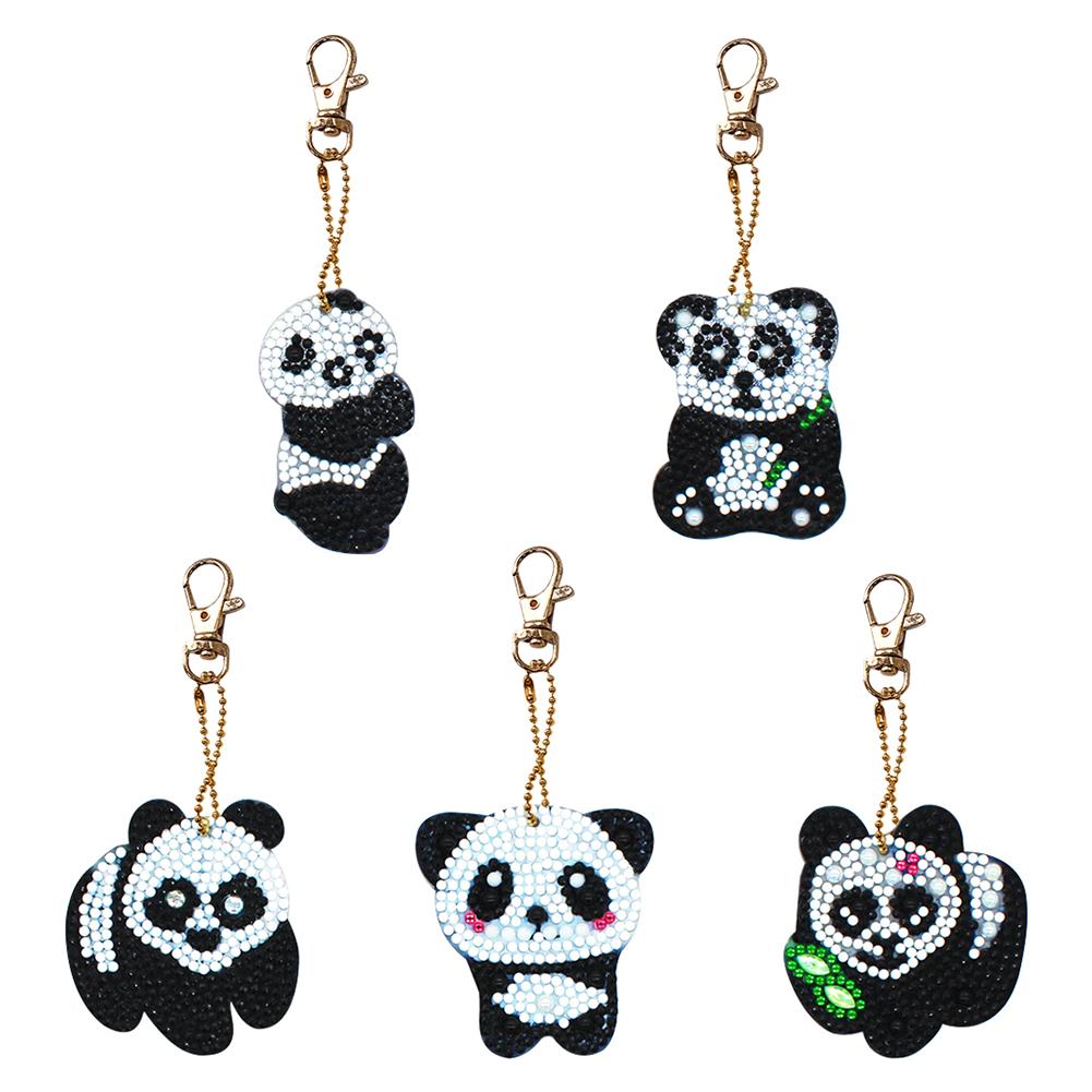 5pcs Panda Type Keychain Gift DIY Diamond Painting Special Shape Full Drill