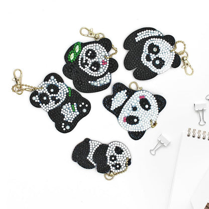 5pcs Panda Type Keychain Gift DIY Diamond Painting Special Shape Full Drill