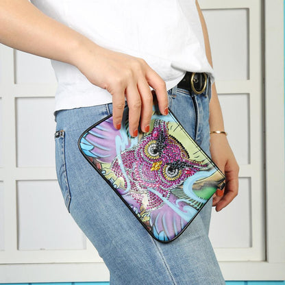 DIY Owl Special Shaped Diamond Painting Leather Crossbody Bags Chain Clutch