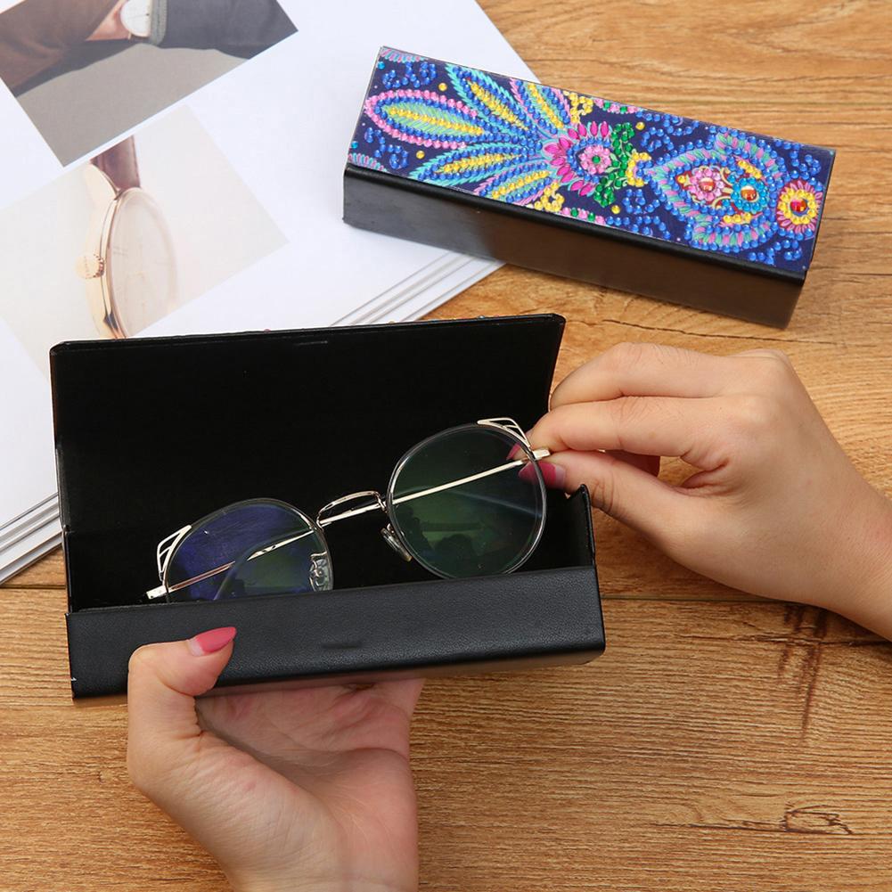 DIY Diamond Painting Leather Eyeglasses Storage Box Case Sunglasses Holder