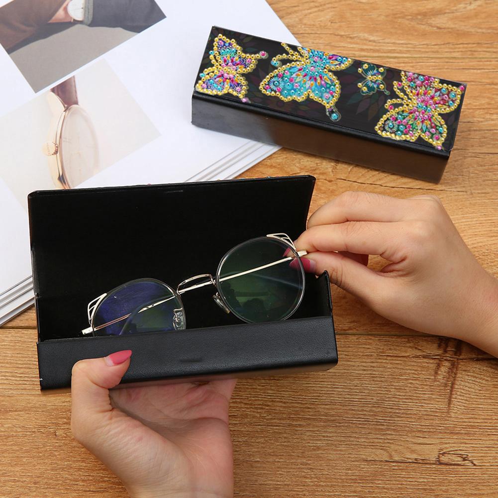 DIY Butterfly Diamond Painting Leather Eye Glasses Box Sunglasses Holder