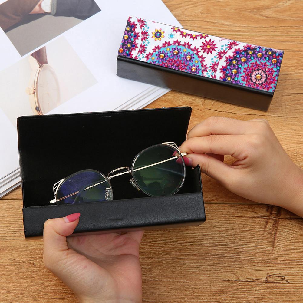 DIY Diamond Painting Eye Glasses Storage Box Travel Leather Sunglasses Case