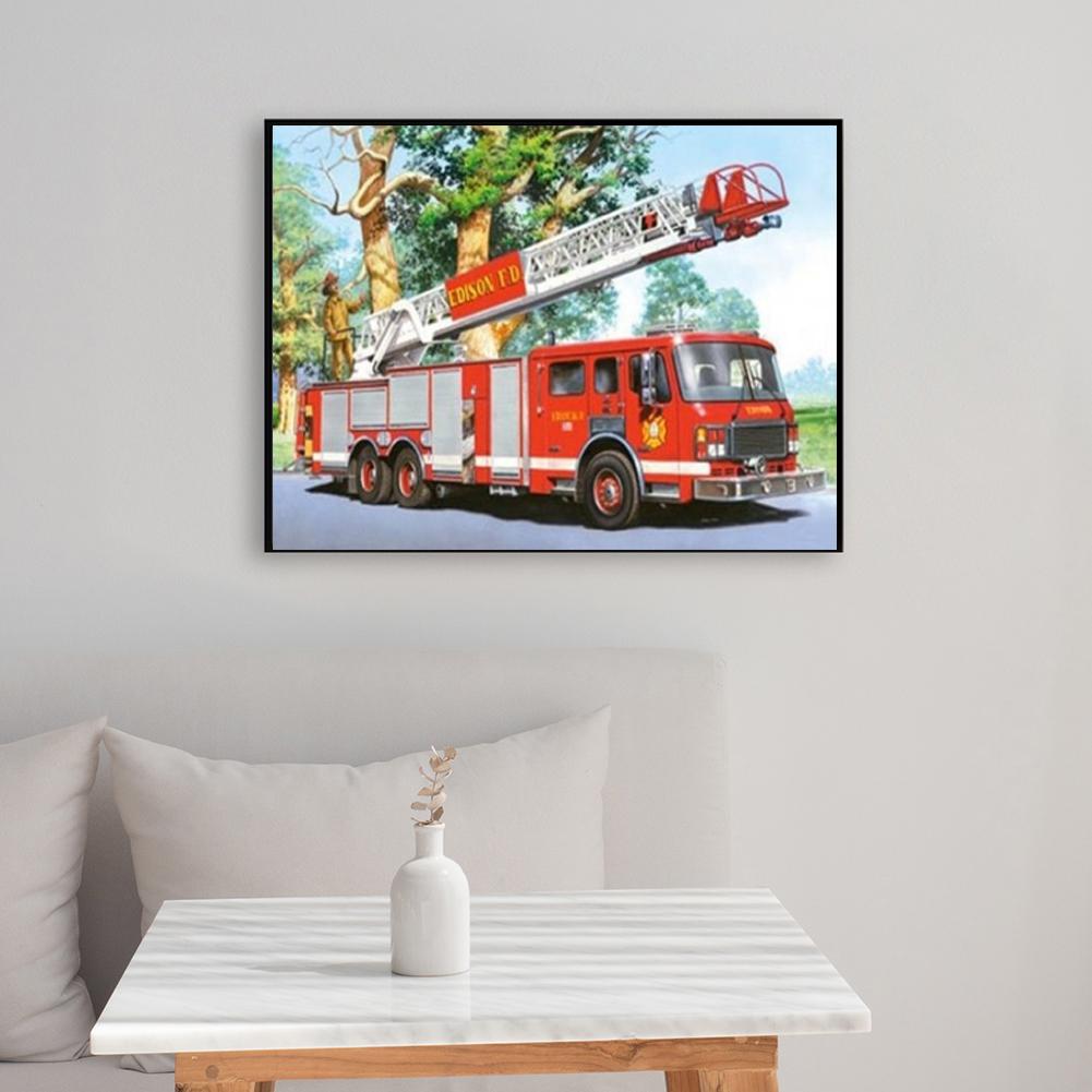 Fire Truck - Full Round Drill Diamond Painting 30*40CM