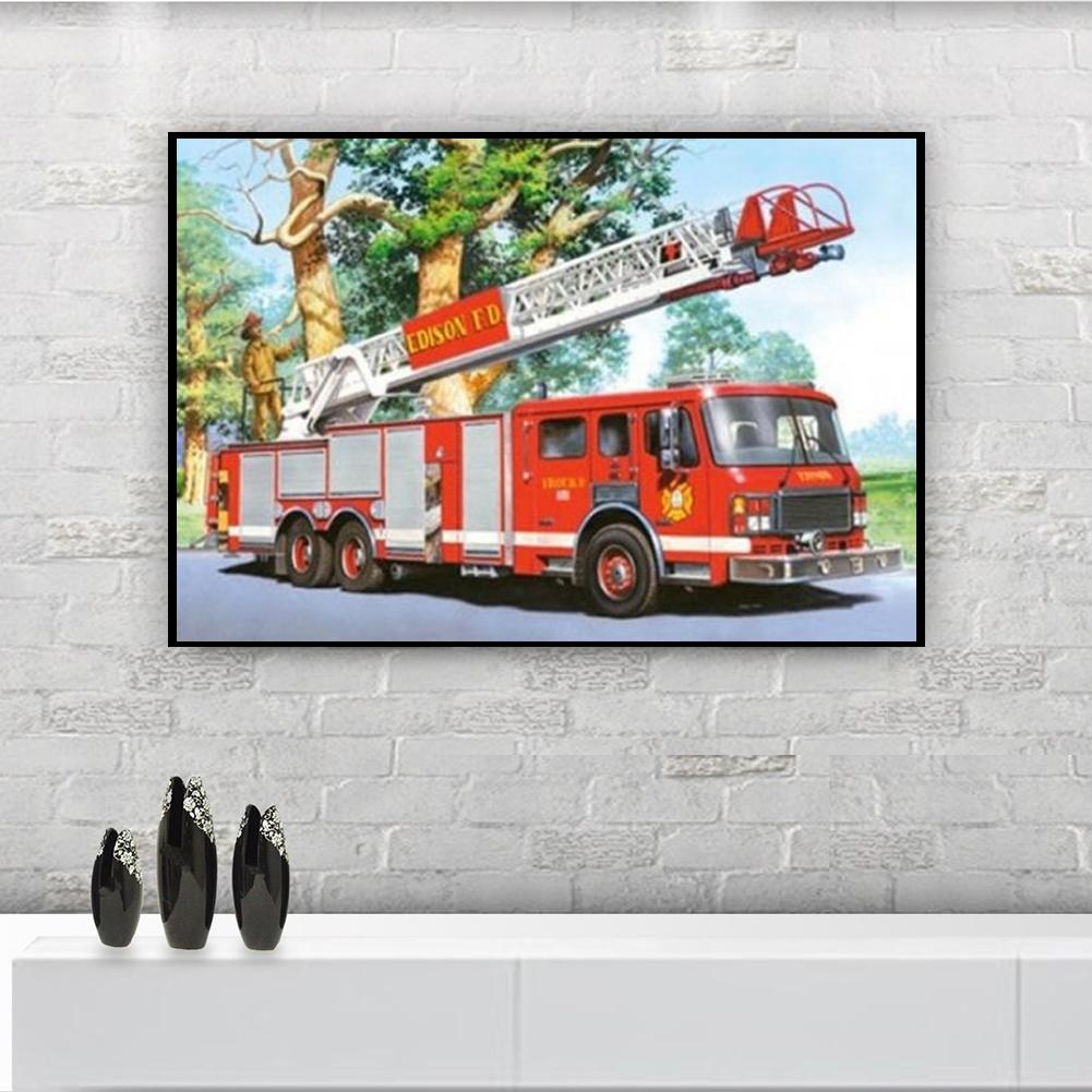 Fire Truck - Full Round Drill Diamond Painting 30*40CM