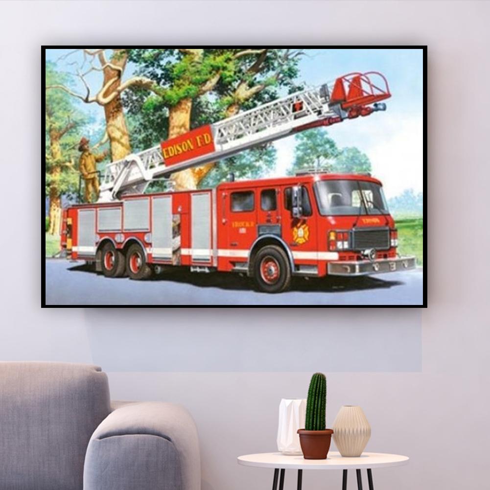 Fire Truck - Full Round Drill Diamond Painting 30*40CM