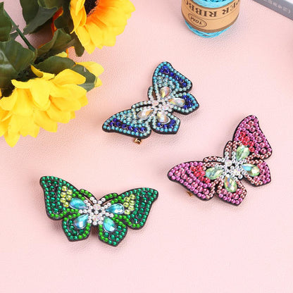 3pcs DIY Diamond Painting Hair Clip Butterfly Rhinestone Bobby Pin Headwear