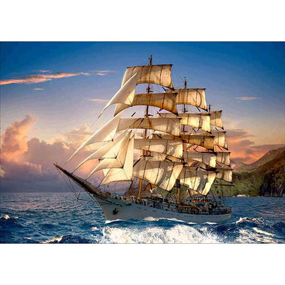 Sailboat - Full Round Drill Diamond Painting 30*40CM