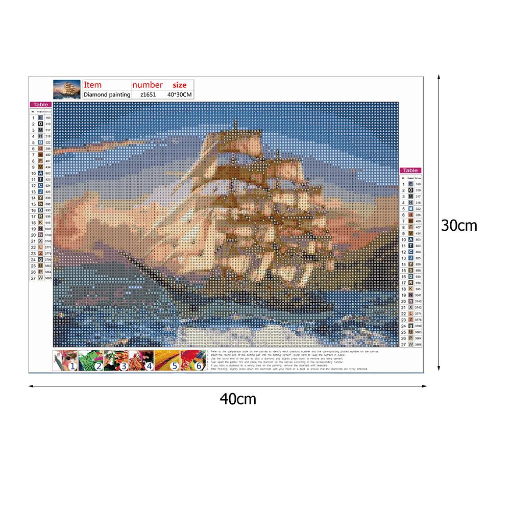 Sailboat - Full Round Drill Diamond Painting 30*40CM