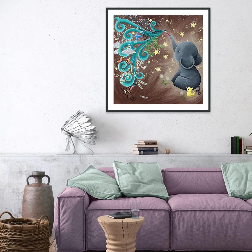 Elephant - Full Round Drill Diamond Painting 30*30CM