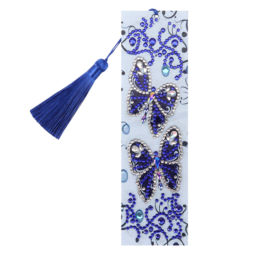 DIY Butterfly Special Shaped Diamond Painting Leather Bookmark with Tassel