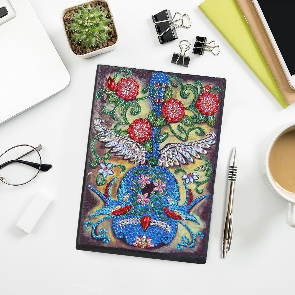 DIY Special Shaped Diamond Painting Violin 50 Pages A5 Drawing Notebook