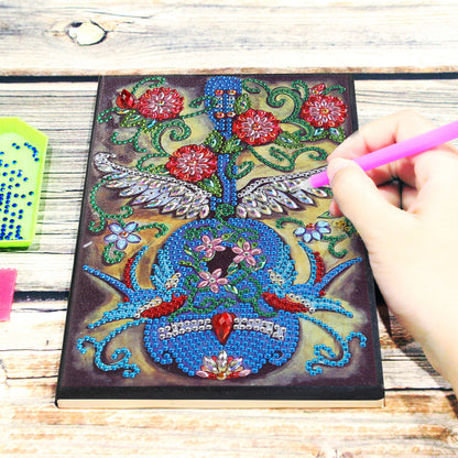 DIY Special Shaped Diamond Painting Violin 50 Pages A5 Drawing Notebook