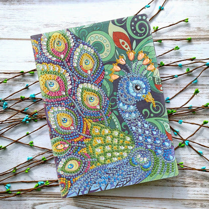 DIY Peafowl Special Shaped Diamond Painting 50 Pages A5 Students Sketchbook