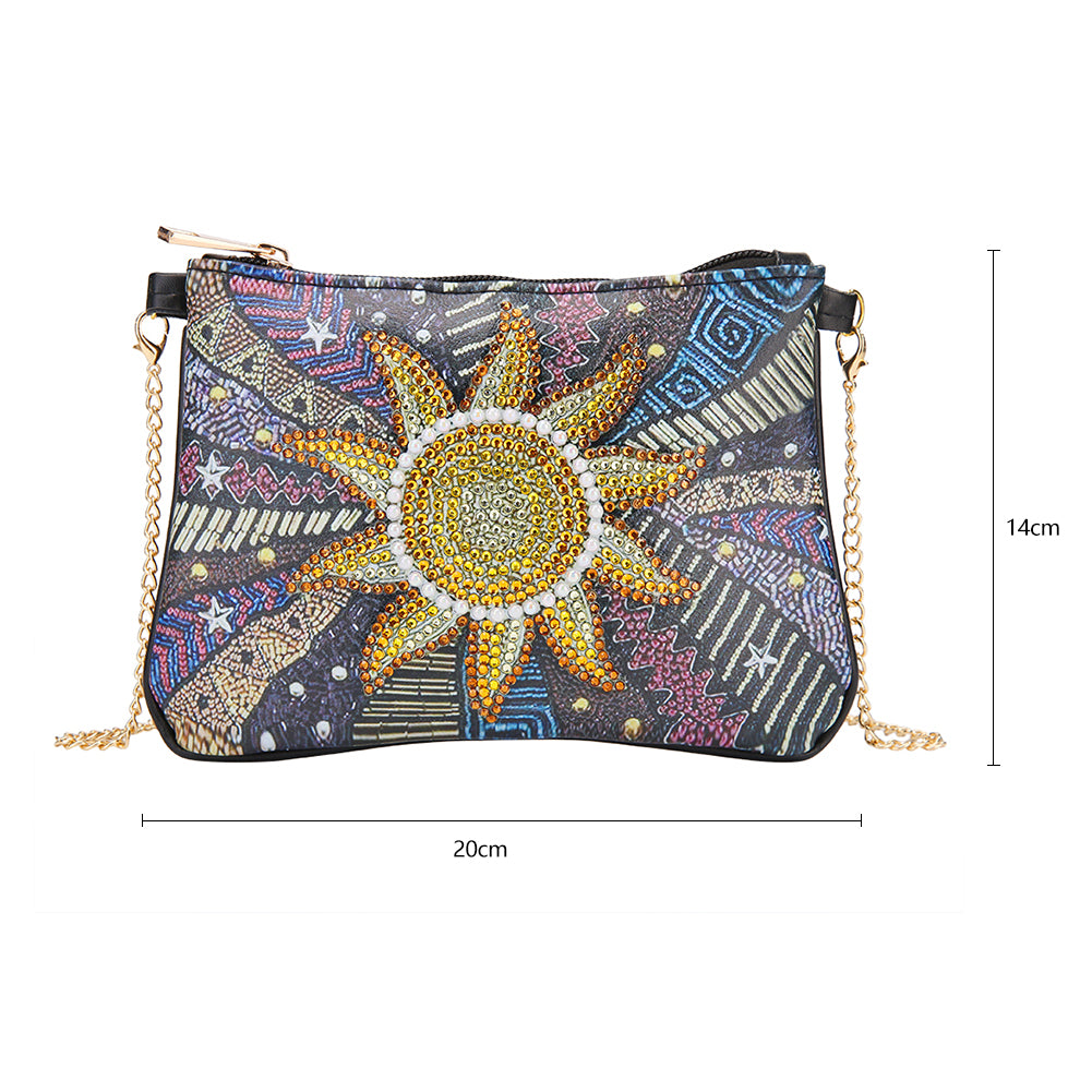 DIY Sun Special Shaped Diamond Painting Leather Clutch Chain Shoulder Bags