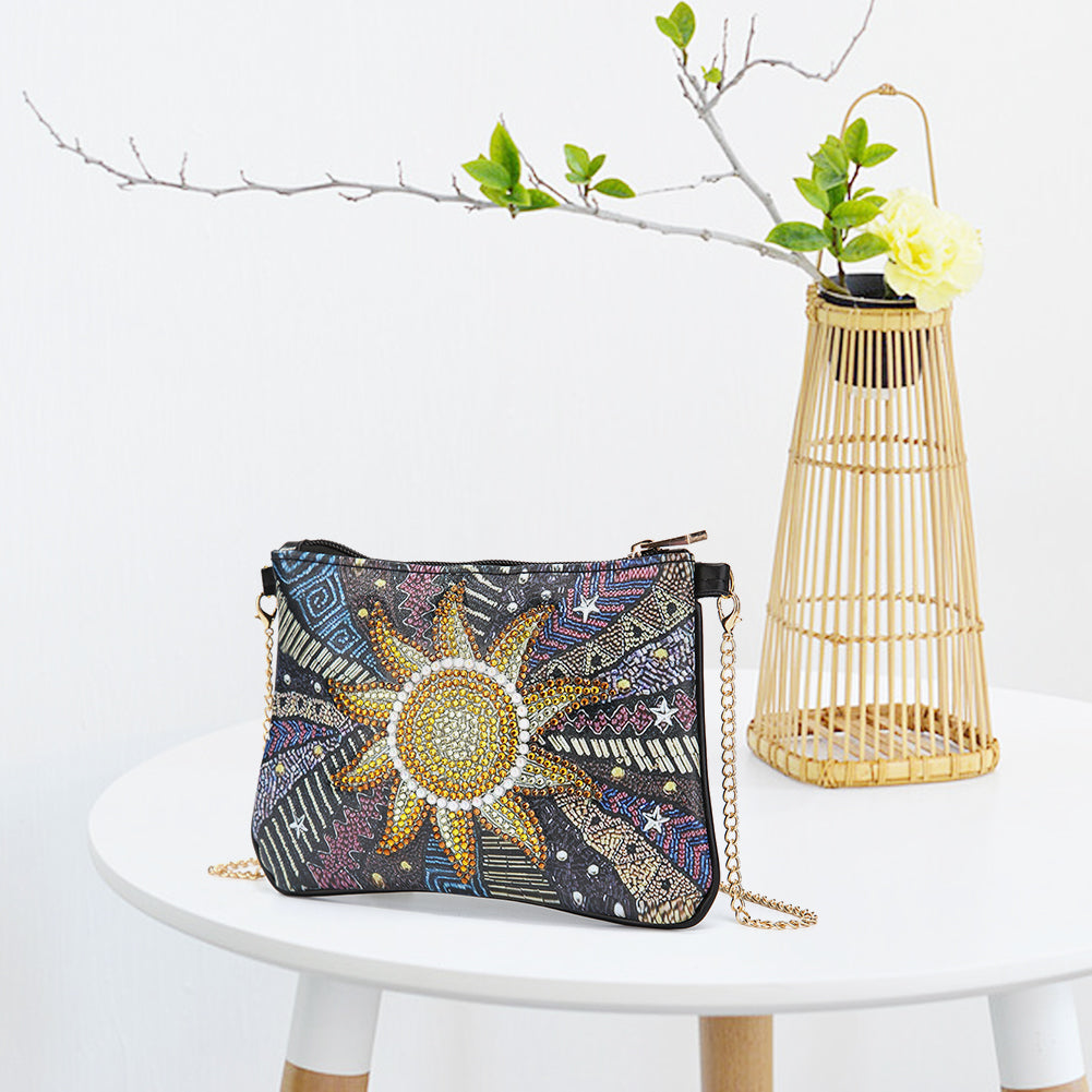 DIY Sun Special Shaped Diamond Painting Leather Clutch Chain Shoulder Bags