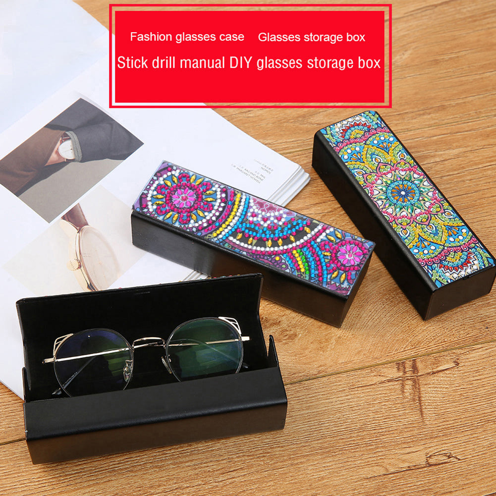 DIY Diamond Pinting Leather Eye Glasses Storage Box Sunglasses Organizer