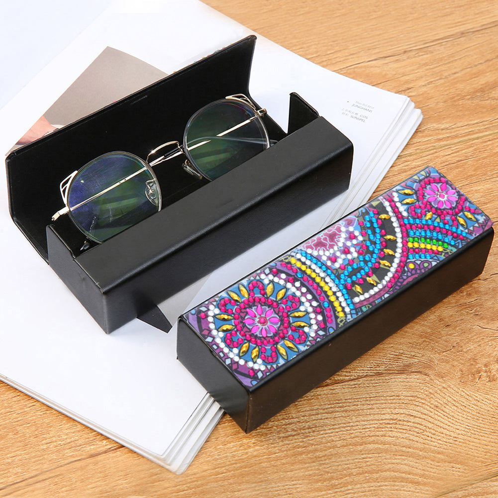 DIY Diamond Pinting Leather Eye Glasses Storage Box Sunglasses Organizer
